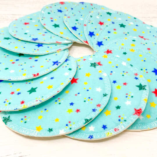 Reusable Breast Pads - Turquoise Stars