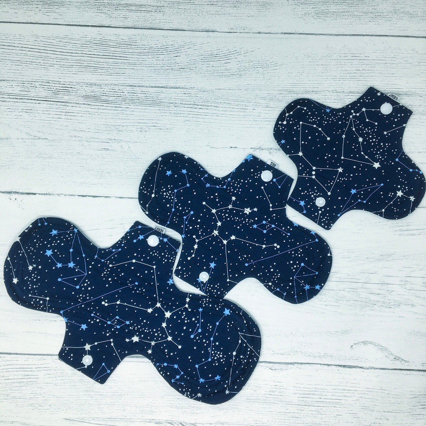 Trial Pack of Reusable Menstrual Pads - Navy Stars
