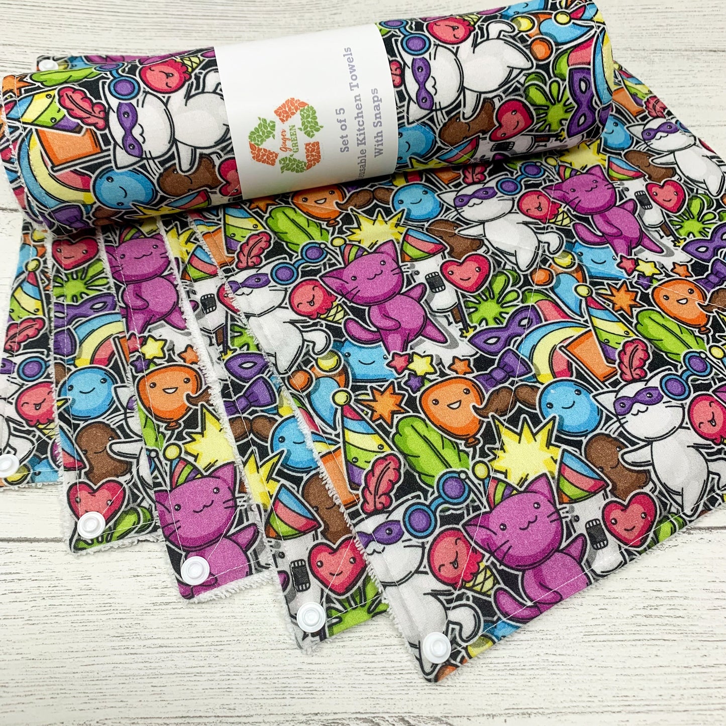 Reusable Kitchen Roll - Party Cats