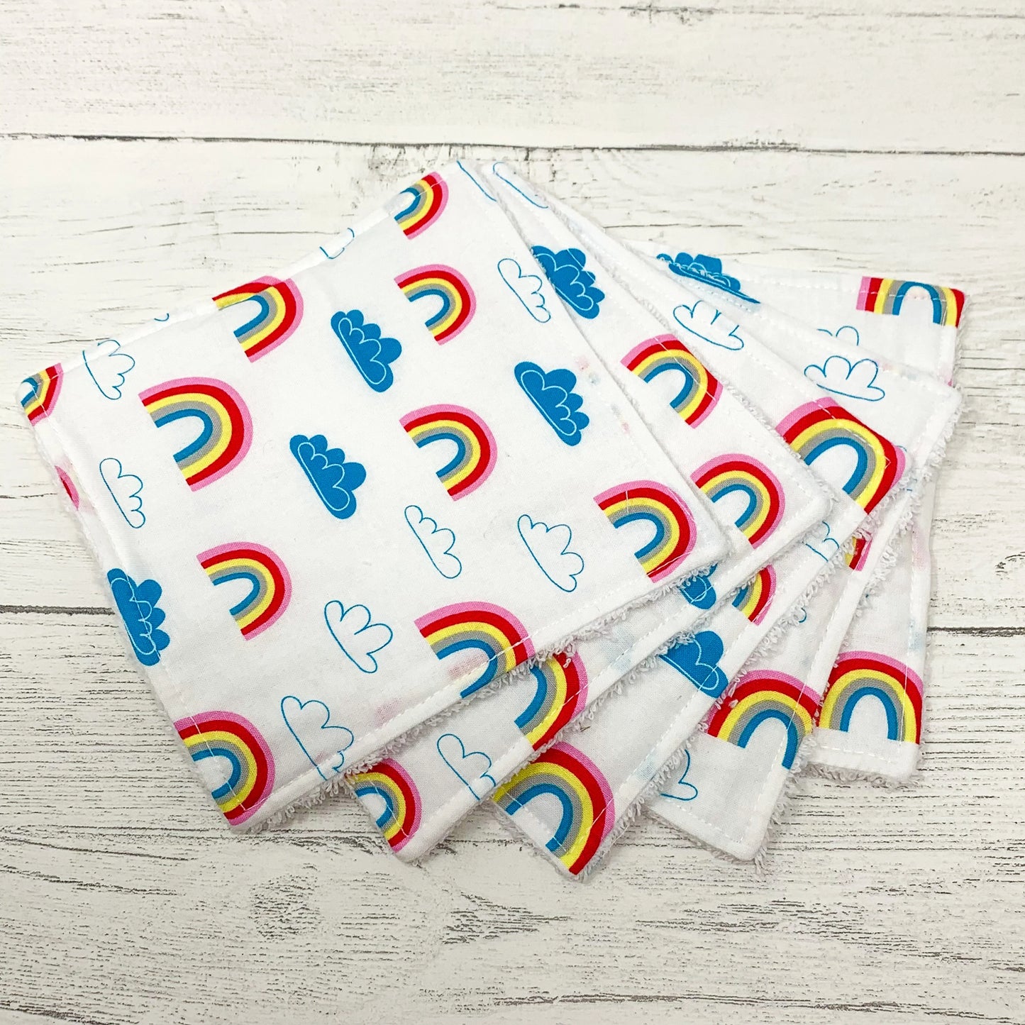 Reusable Baby Wipes - White Rainbow