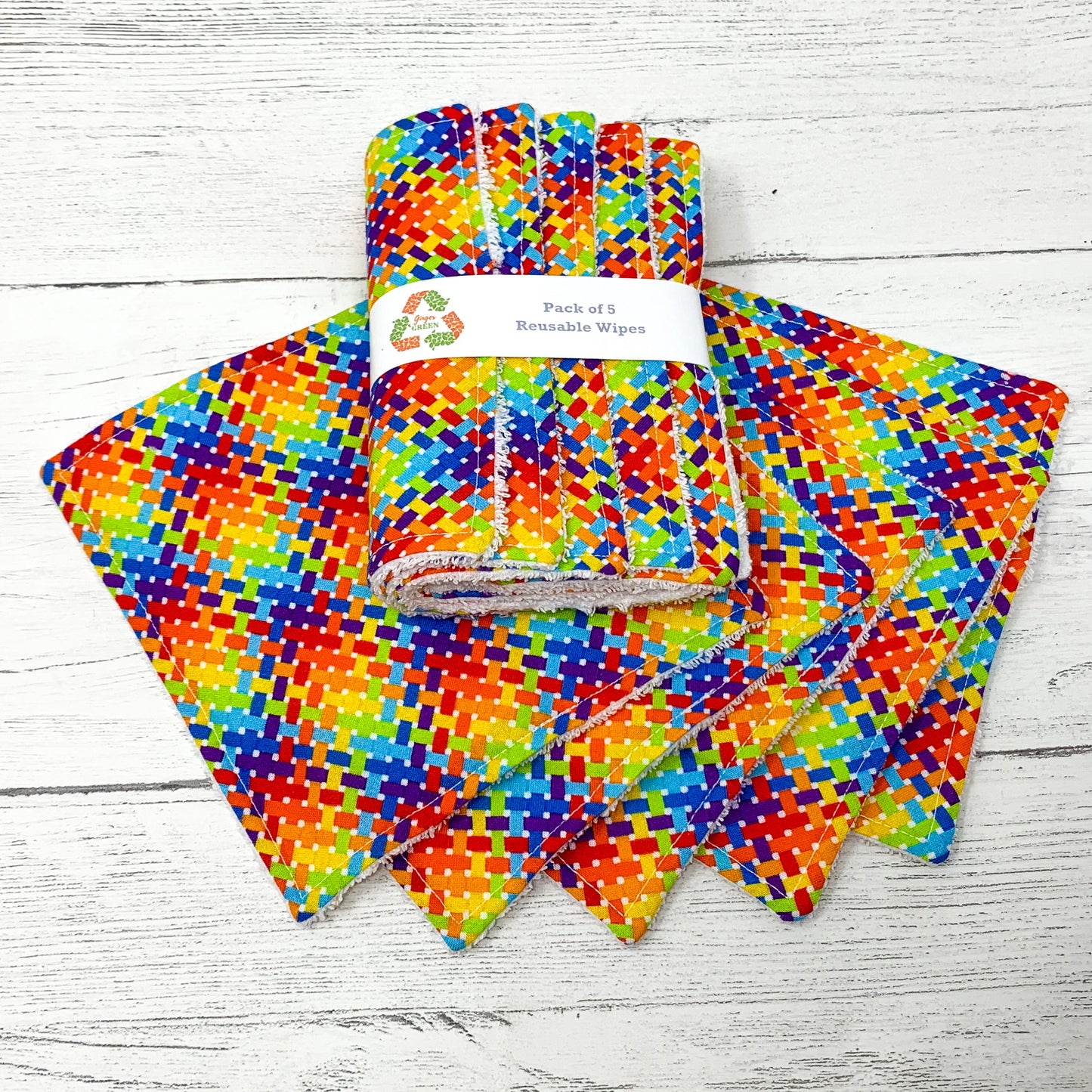 Reusable Baby Wipes - Rainbow Geometric