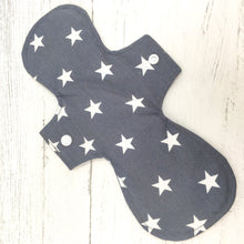 Load image into Gallery viewer, 11 Inch Menstrual Pad Grey Stars Back
