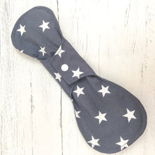 Load image into Gallery viewer, 11 Inch Menstrual Pad Grey Stars Fastened Back
