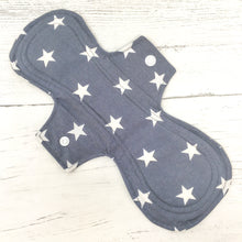 Load image into Gallery viewer, 11 Inch Menstrual Pad Grey Stars Front
