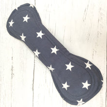 Load image into Gallery viewer, 11 Inch Menstrual Pad Grey Stars Fastened

