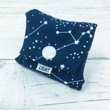 Load image into Gallery viewer, Reusable Pantyliner - Navy Stars Folded for Travel
