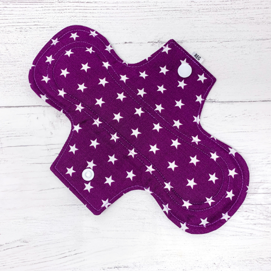 9" Reusable Menstrual Pad - Purple Stars