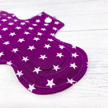Load image into Gallery viewer, 9&quot; Reusable Menstrual Pad - Purple Stars
