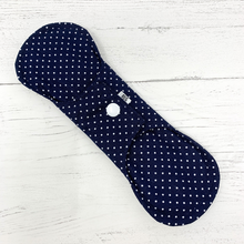 Load image into Gallery viewer, 9&quot; Reusable Menstrual Pad - Navy Pin Spot
